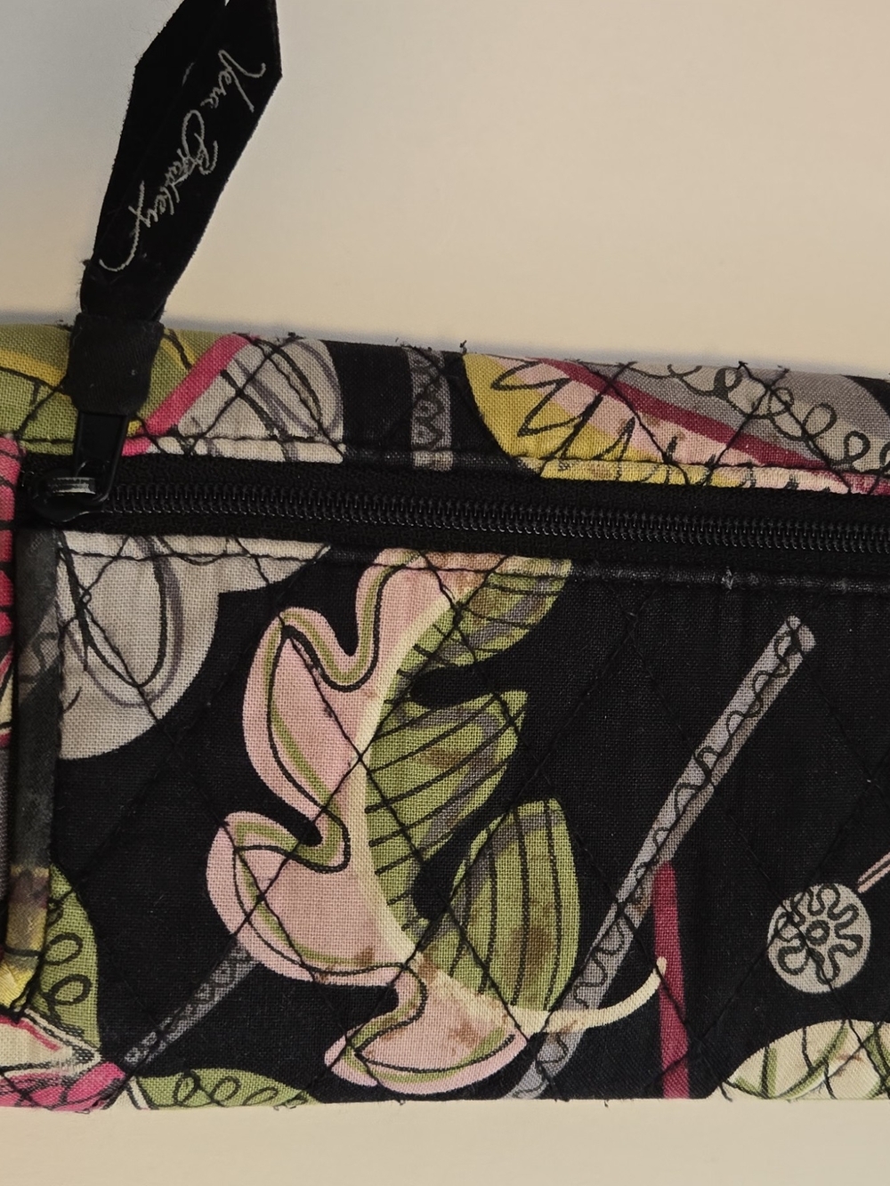 Vera Bradley Black Floral Quilted Trifold Wallet - Picture 2 of 5